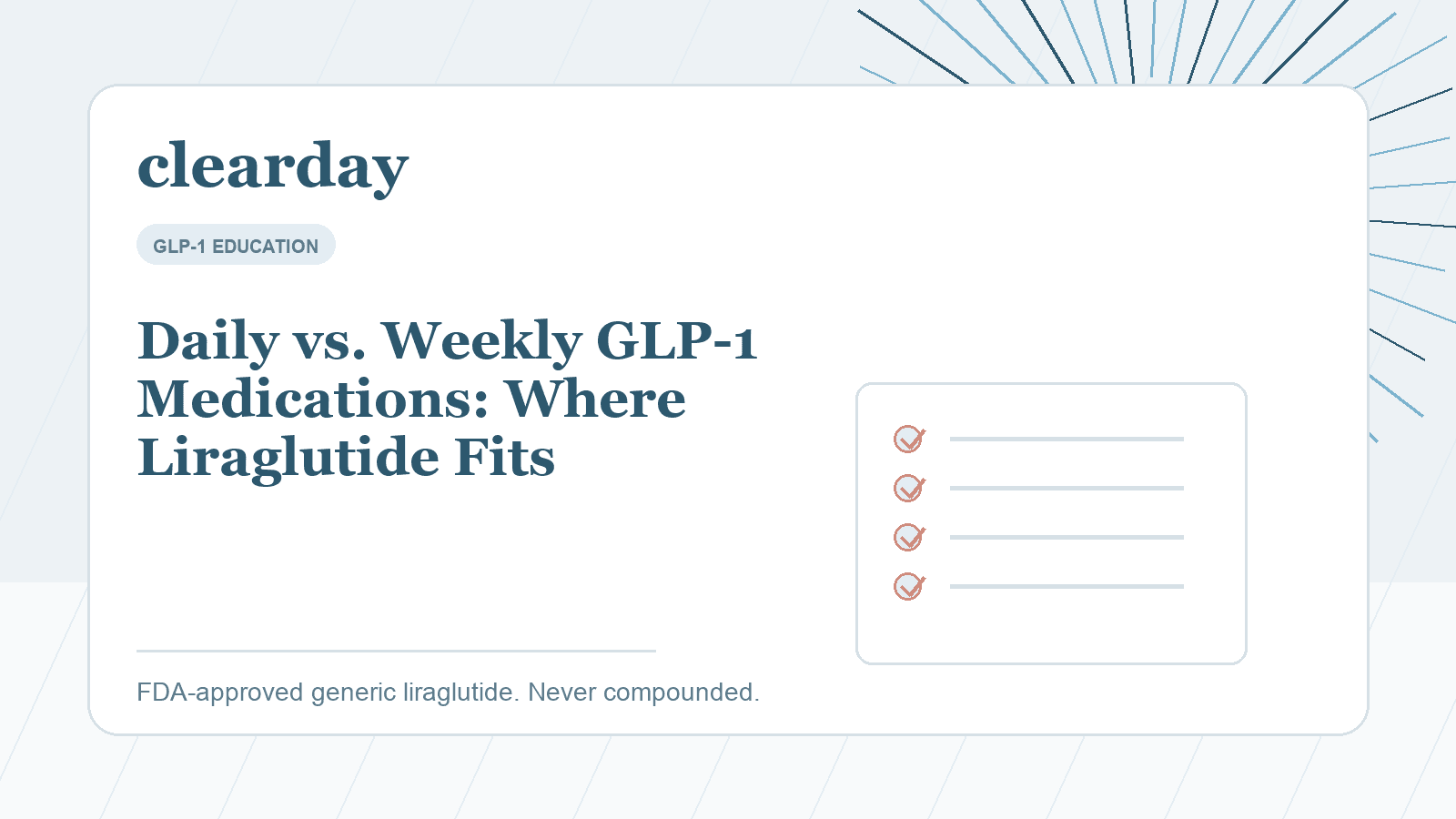 Calendar showing daily and weekly GLP-1 medication schedules